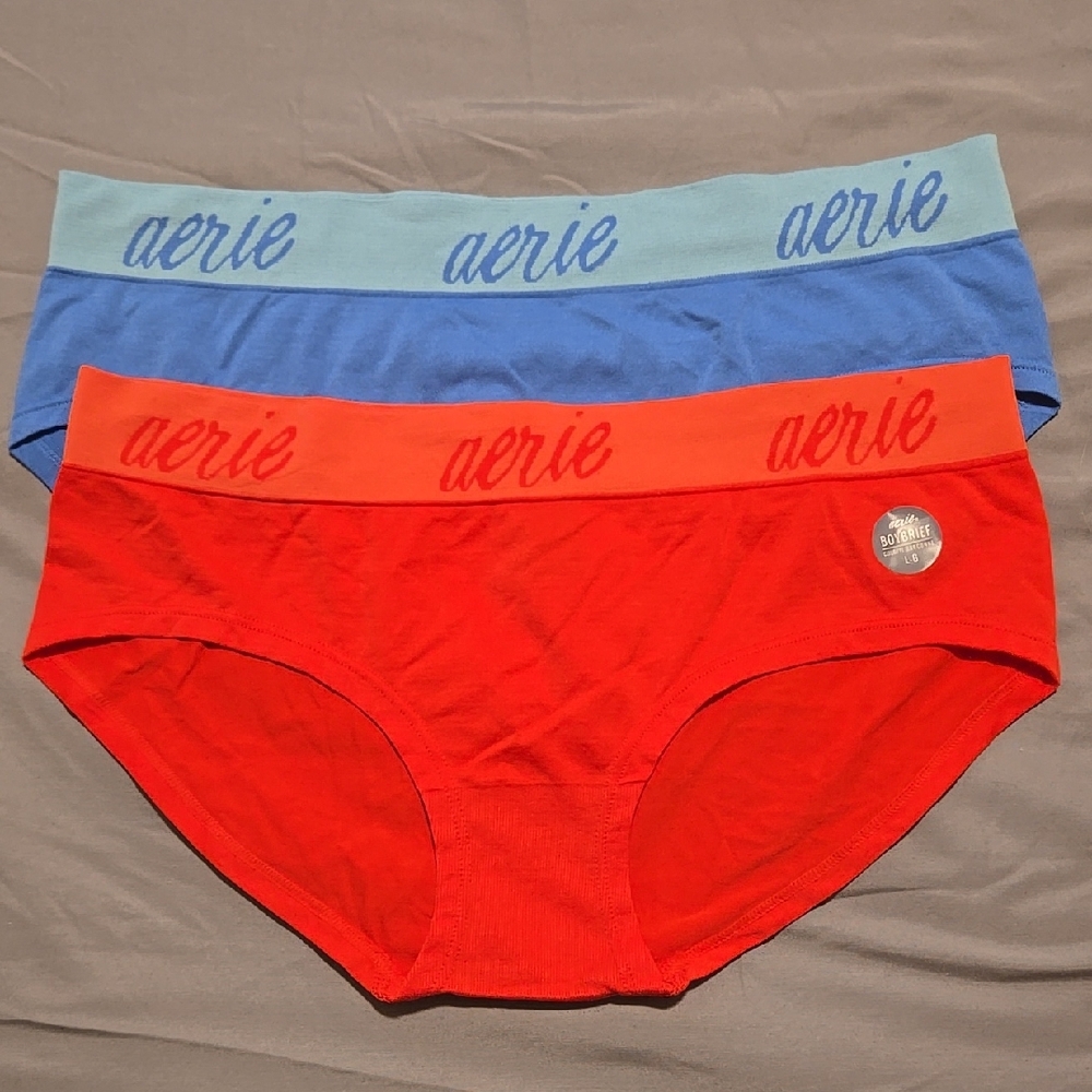 Aerie Blue and Red Panties Set
